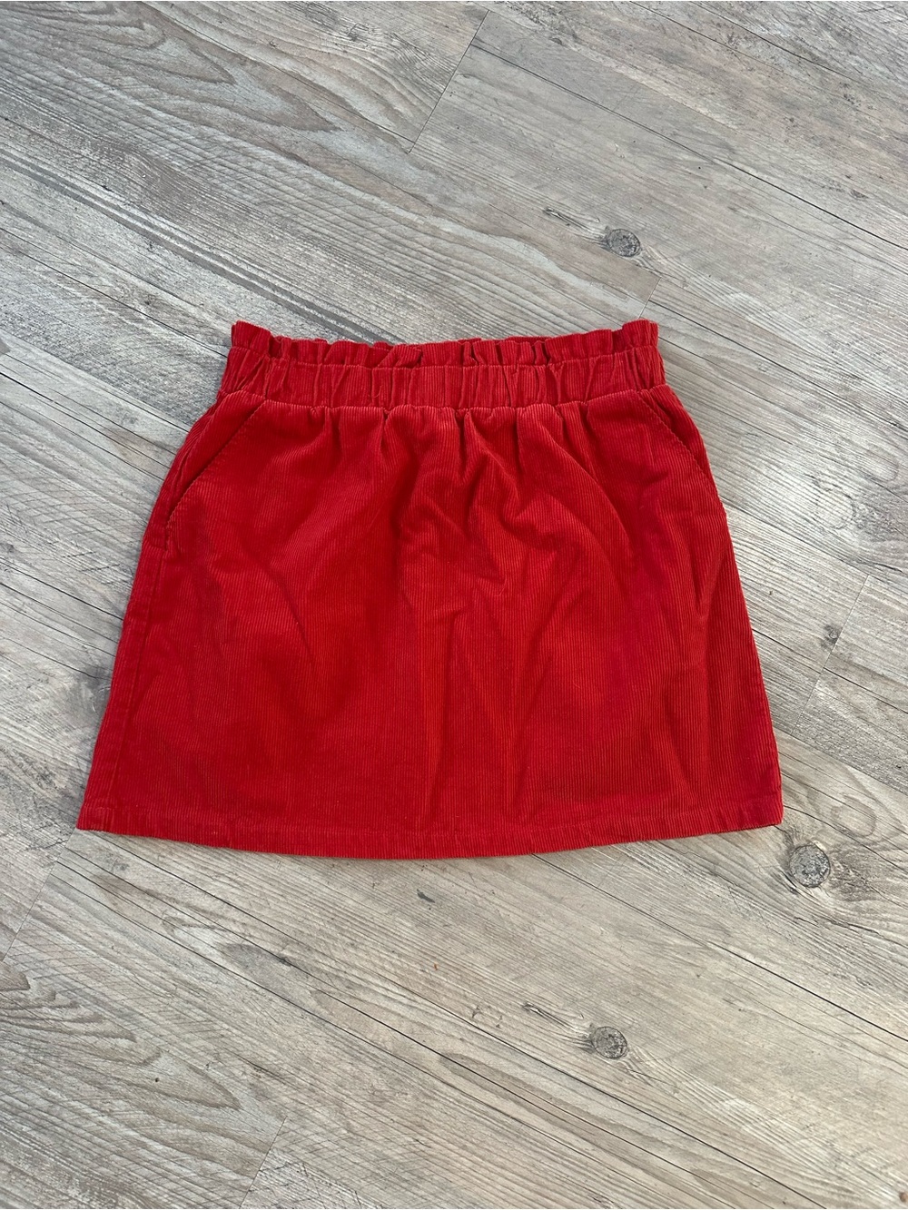 NWOT Copper Key Red Corduroy Elastic Waist Mini Skirt, Large